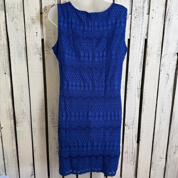 TIANA B Lace Crochet Bodycon Cocktail Dress Size XL Cobalt Blue Wedding Romance - Picture 7 of 9